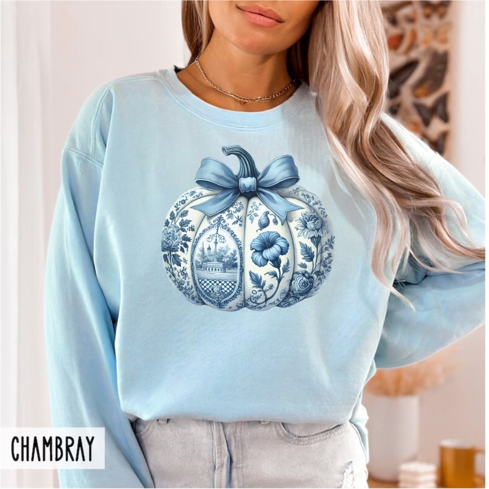Toile De Jouy Coquette Pumpkim Sweater Girly Aesthetic Trendy Pumpkin Sweater